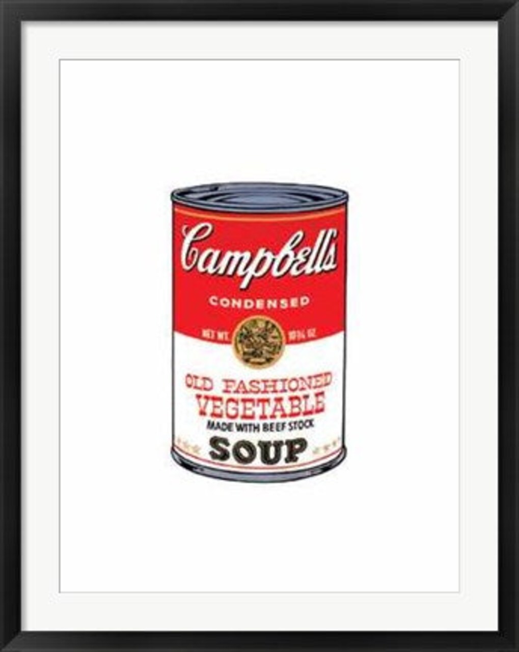 Framed Art Campbell’s Soup Series II, Old Fashioned Vegetable, 1968 by Andy Warhol 28 x 22